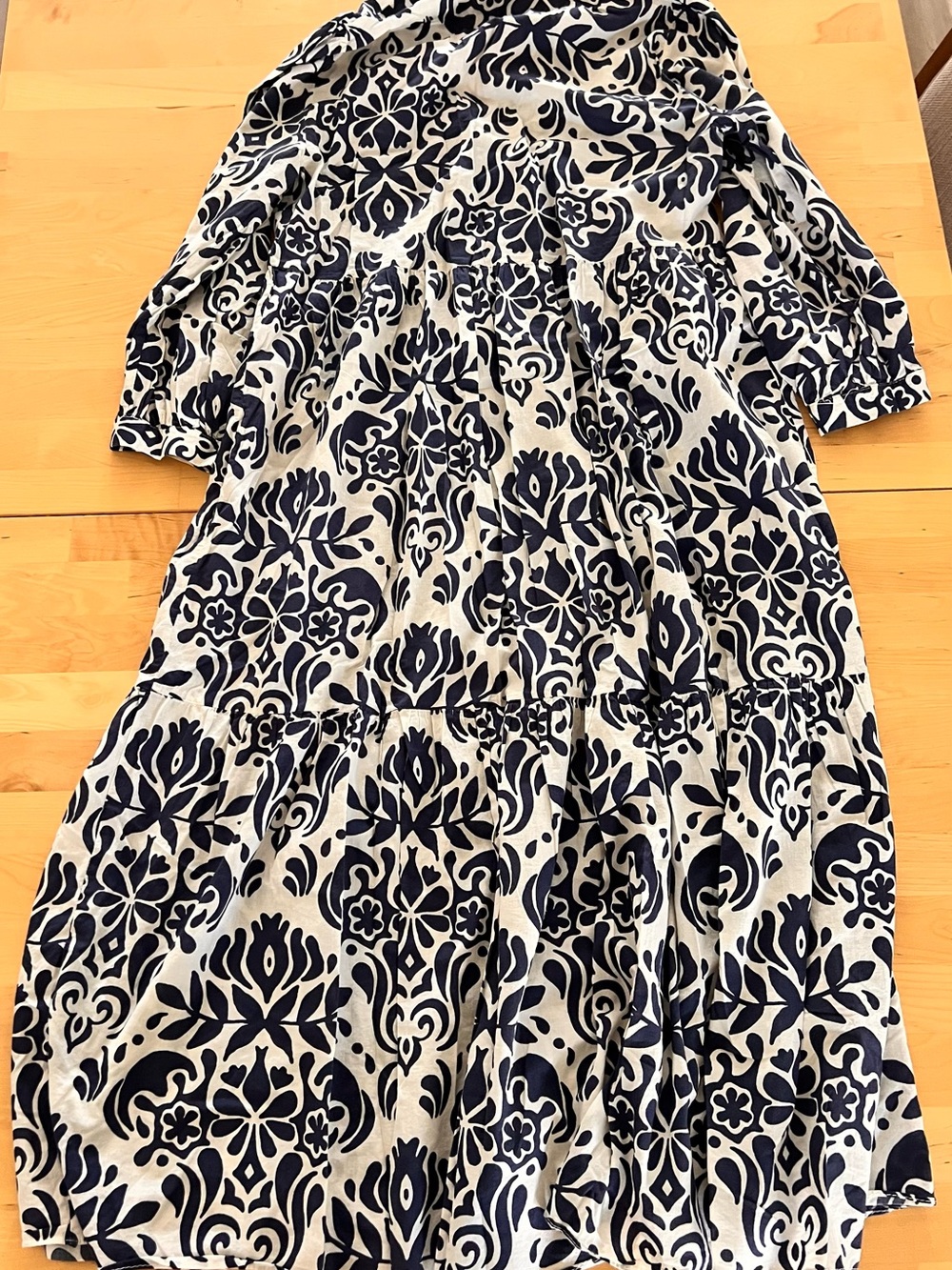 Zara Navy and White Floral Tiered Dress for woman